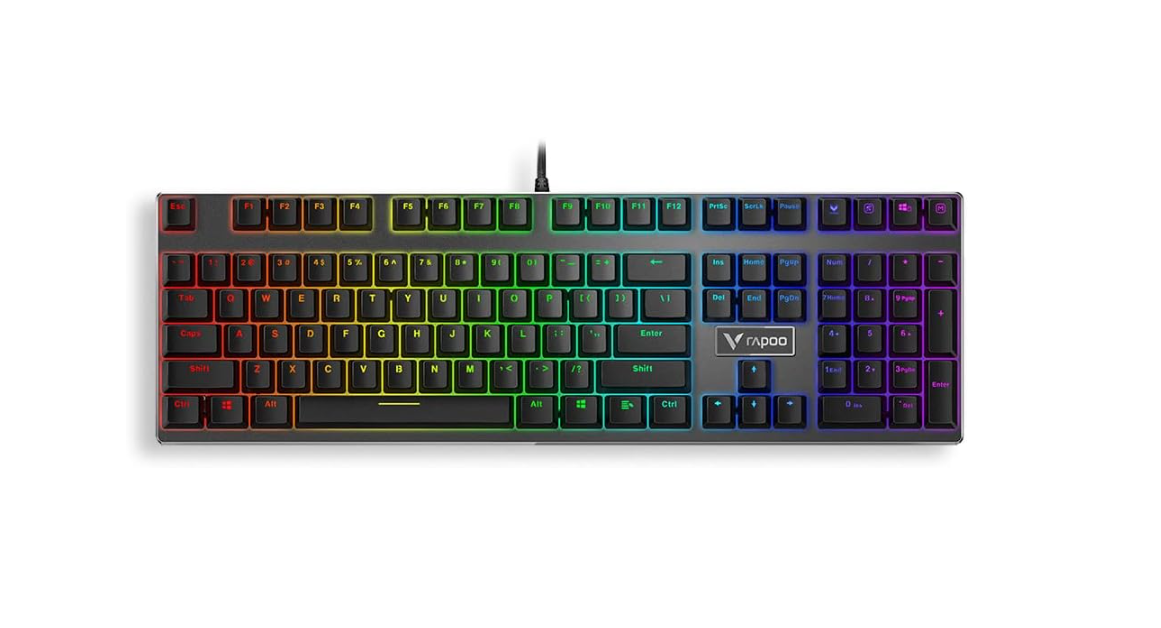 TECLADO GAMER RAPOO MECANICO VPRO V700S ALLOY WIRED USB PRETO RGB