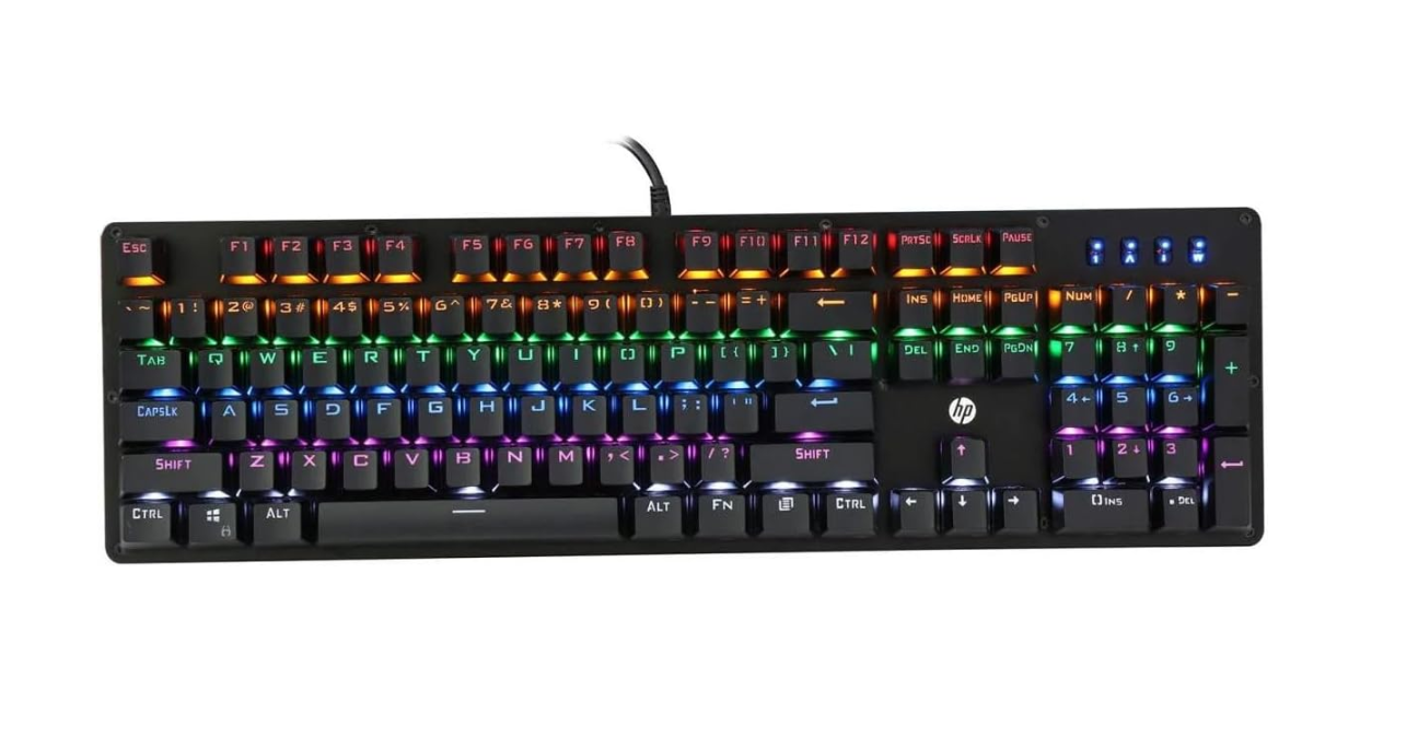 TECLADO GAMER HP MECANICO GK100 USB RGB ABNT2 PRETO