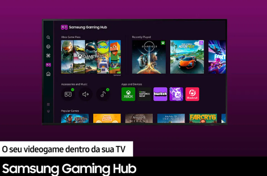 TV SAMSUNG SMART TV 75'' CRYSTAL UHD 4K 75DU7700 GAMING HUB ALEXA BUILT, PRETO