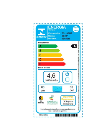 TV SMART LED 32'' SEMP ROKU R6610 HD WIFI DUAL BAND, PRETO