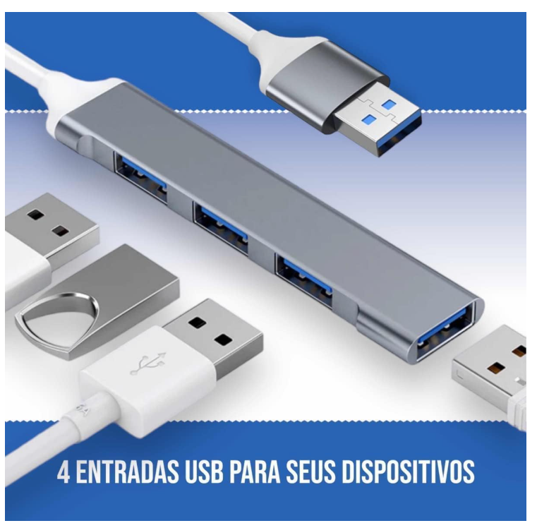 HUB USB 3.0 4 PORTAS PARA PERIFÉRICOS - ALUMINIO