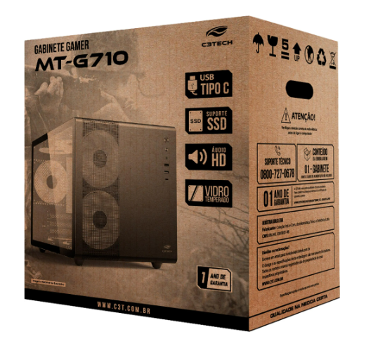 GABINETE AQUARIO C3TECH MT-G710BK PRETO
