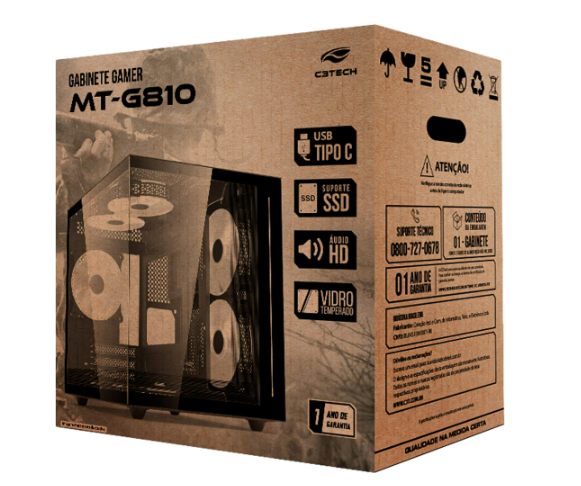 GABINETE AQUARIO C3TECH MT-G810 PRETO