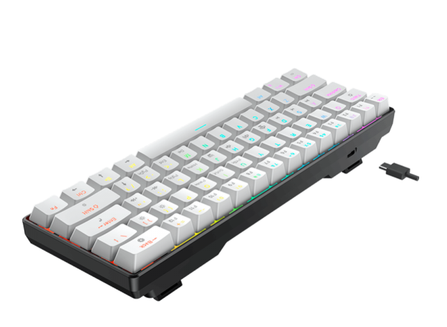 TECLADO MECANICO GAMER FORCE ONE ATLAS 60% HUANO RED 63 TECLAS RGB