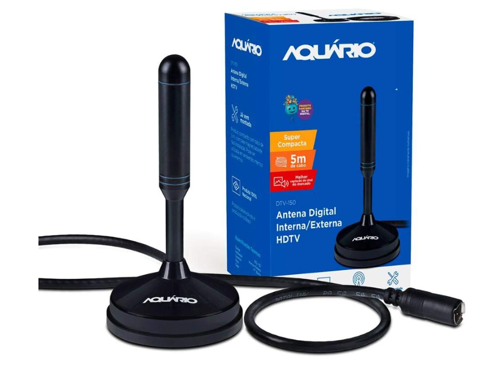 ANTENA DIGITAL COM CABO 5M VHF/UHF/FM/HDTV DTV-150, AQUARIO, DTV-150 DTV-150