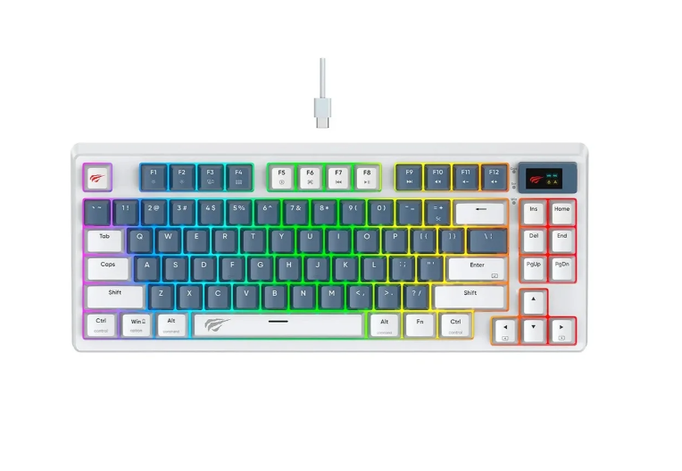 TECLADO HAVIT MECANICO KB884L RU RGB BRANCO