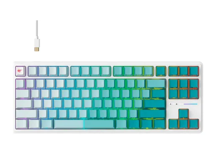 TECLADO HAVIT MECANICO KB901L BRANCO RGB SWITCH RED