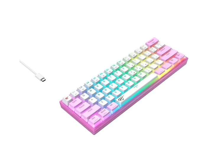 TECLADO HAVIT MECANICO KB877L ROSA 60% RGB SWITCH RED
