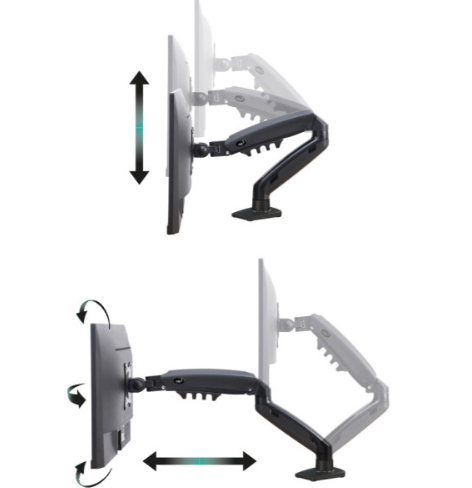 SUPORTE ARTICULADO DE MESA ELG COM PISTAO A GAS 17'' A 35'' POLEGADAS - PRETO F80N