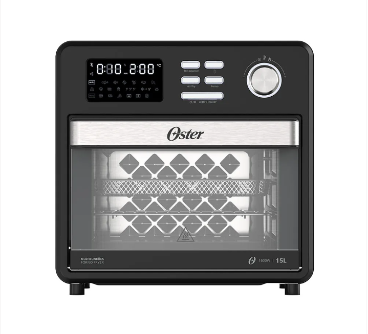 FORNO FRYER OSTER 15L OFOR160 FUNÇÃO TURBO CONVECÇÃO PRETO 220V