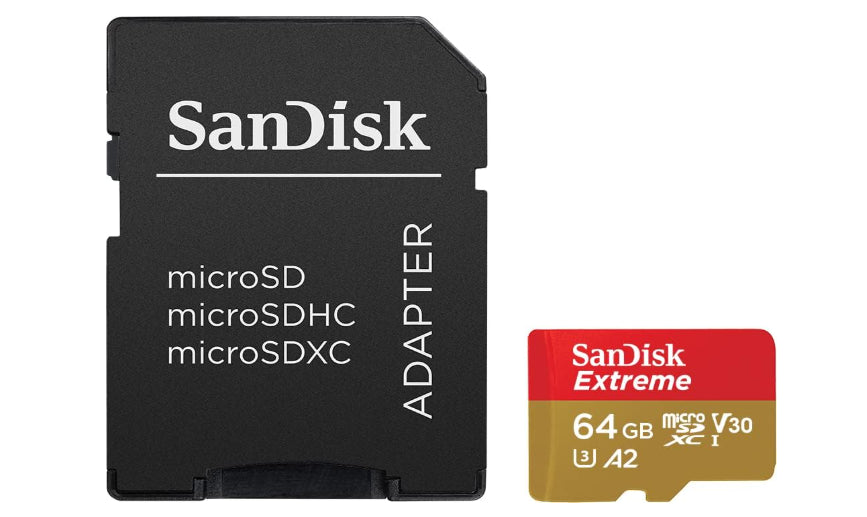 CARTÃO DE MEMÓRIA SANDISK MICRO SD PARA CÂMERA DE AÇÃO 64GB UHS-I COM ADAPTADOR - SDSQXAH-064G-GN6MA