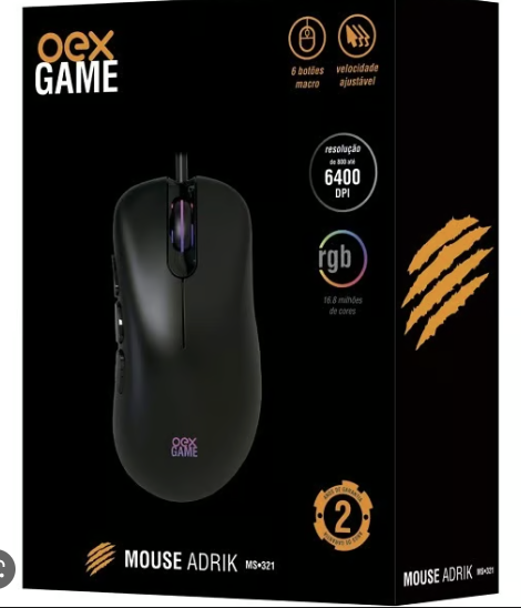 MOUSE GAMER ADRIK MS 321 6400 DPI PRETO RGB