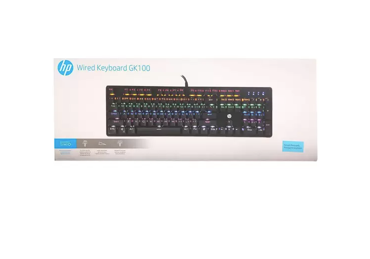 TECLADO GAMER HP MECANICO GK100 USB RGB ABNT2 PRETO