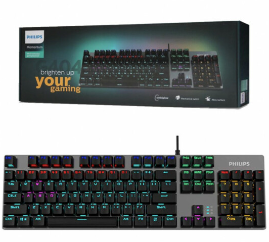 TECLADO GAMER PHILIPS MOMENTUM MECANICO SPK-8404 USB RGB