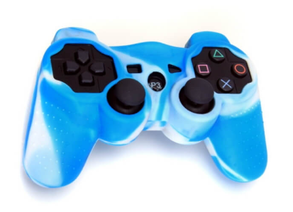 CAPA CASE SILICONE CONTROLE PLAYSTATION 3 - AZUL E BRANCO