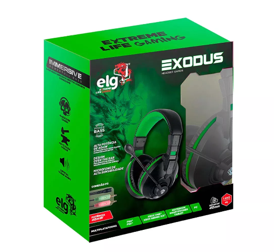 HEADSET GAMER EXODUS MULTIPLATAFORMA P2/P3 VERDE