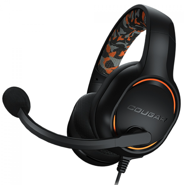 HEADSET GAMER DIVE COUGAR 3.5MM, 50MM, MULTIPLATAFORMA, PRETO E LARANJA