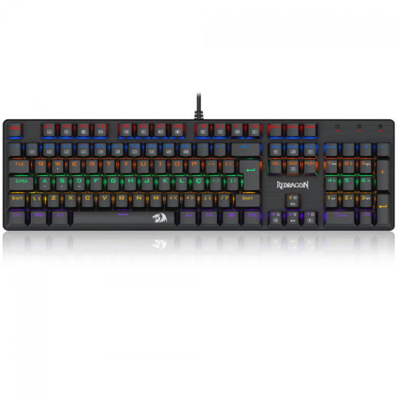 TECLADO GAMER REDRAGON VALHEIM RAINBOW PRETO SWITCH AZUL