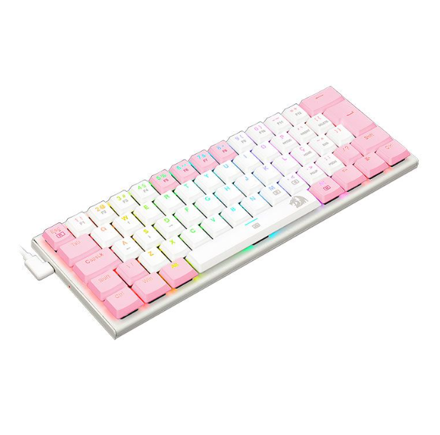TECLADO GAMER REDRAGON ANIVIA BRANCO COM ROSA RGB SWITCH AZUL ABNT2 - K614