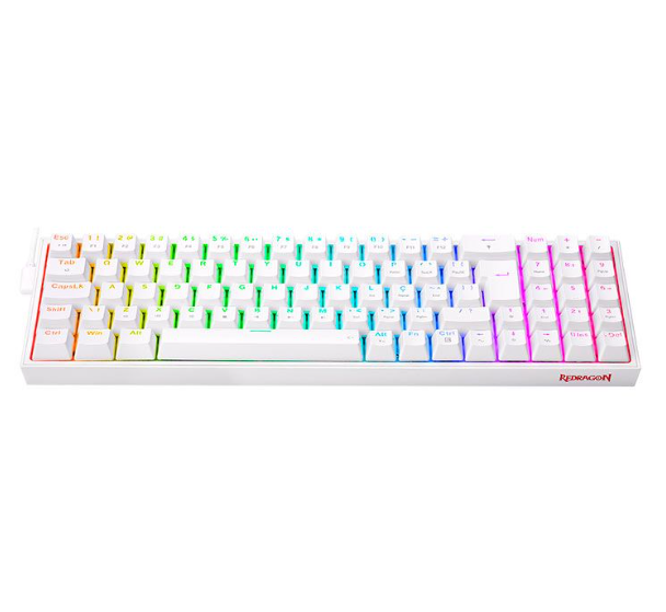 TECLADO GAMER REDAGON POLLUX RGB BRANCO SWITCH MARROM K628