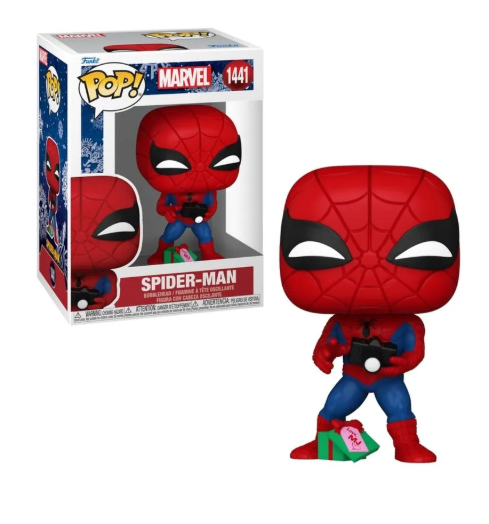 BONECO FUNKO POP HOMEM ARANHA COM PRESENTE DE NATAL - MARVEL SPIDER MAN 1441