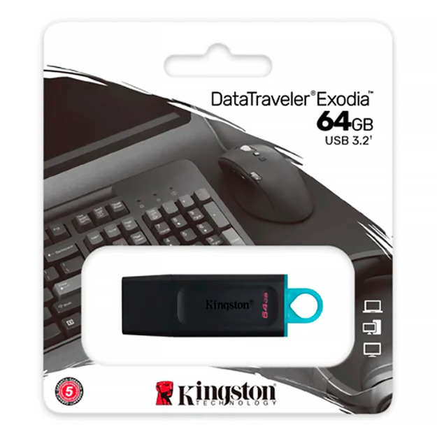 PENDRIVE KINGSTON EXODIA 64GB / USB 3.0 - AZUL (KC-U2G64-7GB)