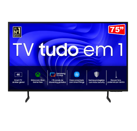 TV SAMSUNG SMART TV 75'' CRYSTAL UHD 4K 75DU7700 GAMING HUB ALEXA BUILT, PRETO