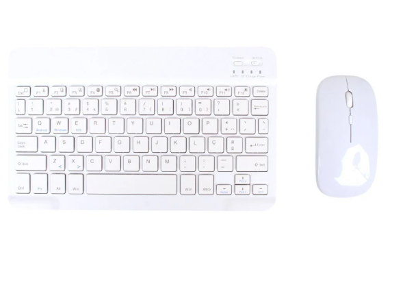 KIT MOUSE E TECLADO SEM FIO BLUETOOTH BRANCO