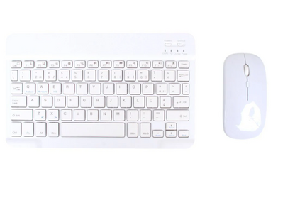 KIT MOUSE E TECLADO SEM FIO BLUETOOTH BRANCO