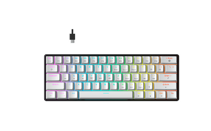 TECLADO MECANICO GAMER FORCE ONE ATLAS 60% HUANO RED 63 TECLAS RGB