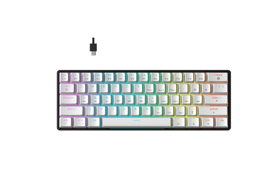 TECLADO MECANICO GAMER FORCE ONE ATLAS 60% HUANO RED 63 TECLAS RGB