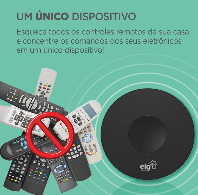 CONTROLE REMOTO UNIVERSAL INTELIGENTE ELG COMPATIVEL COM GOOGLE ASSIT E ALEXA