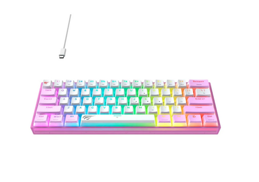 TECLADO HAVIT MECANICO KB877L ROSA 60% RGB SWITCH RED