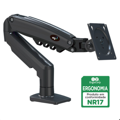SUPORTE ARTICULADO DE MESA ELG COM PISTAO A GAS 17'' A 35'' POLEGADAS - PRETO F80N