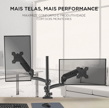 SUPORTE MONITOR TORRE MULTIARTICULADO PARA 2 MONITORES 17'' A 35'' POLEGADAS  PISTAO A GAS FH160L