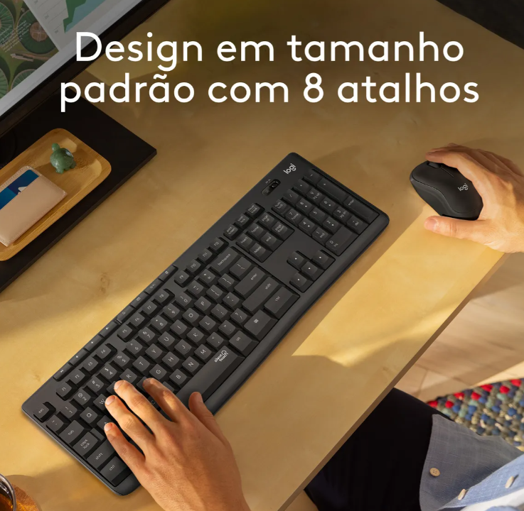 COMBO TECLADO E MOUSE LOGITECH SEM FIO MK295