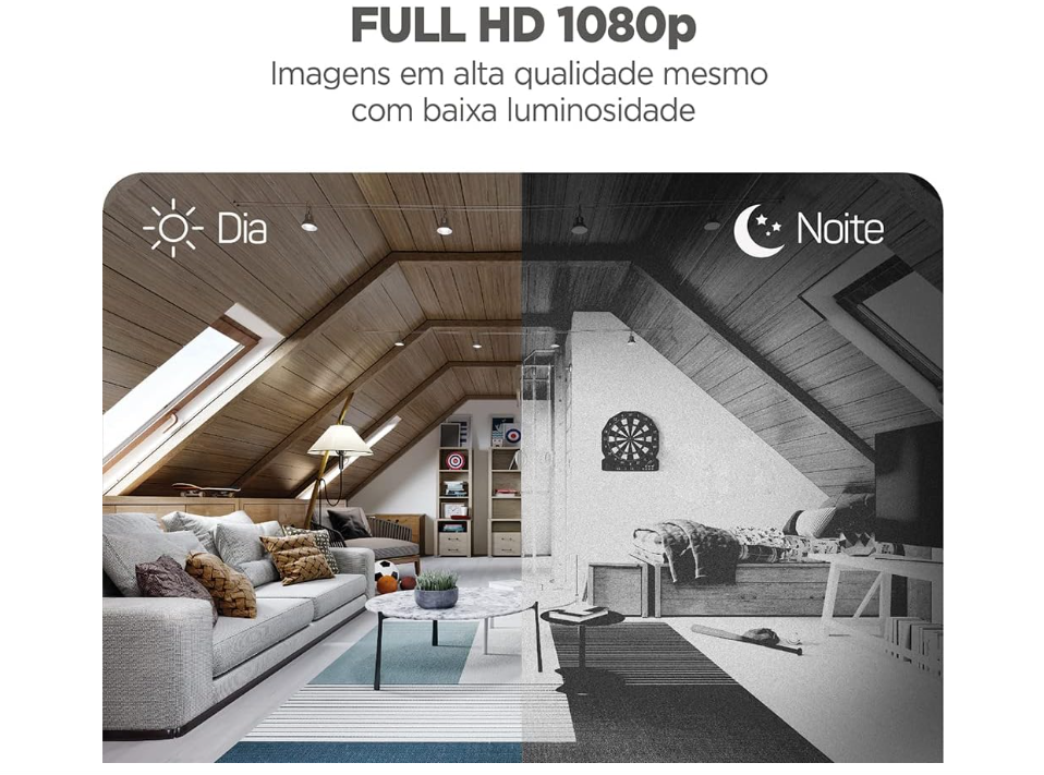 CAMERA ROBÔ 360 ELG FULL HD 1080P, INTELIGENTE, CONEXÃO COM ALEXA, BRANCO, ZOOM DIGITAL 6X