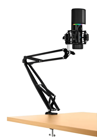 MICROFONE GAMER STREAMPLIFY COM BRAÇO ARTICULADO RGB- PRETO