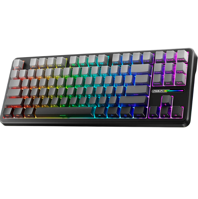 TECLADO AULA F87 MECANICO PRO WIRELESS COM CABO, RGB 80%