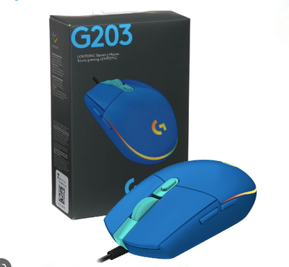 MOUSE GAMER LOGITECH G203 8000 DPI COM RGB AZUL