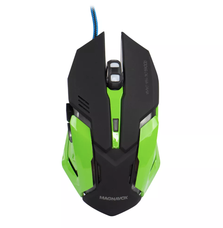 COMBO MOUSE E MOUSEPAD MAGNAVOX MGA5209 2400DPI - 60X30 CM - PRETO E VERDE