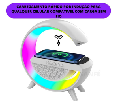LUMINARIA DE MESA RGB SMART BLUETOOTH WIRELESS CAIXA DE SOM, CARREGADOR POR INDUÇÃO