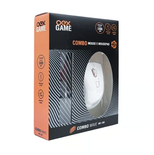 COMBO WAVE MOUSE E MOUSEPAD MC105 OEX - BRANCO