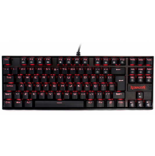 TECLADO REDRAGON KUMARA MECANICO SINGLE COLOR PRETO SWITCH MARROM ABNT2