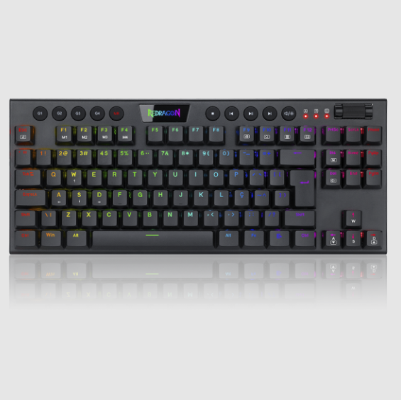 TECLADO GAMER REDRAGON HORUS TKL RGB PRETO SWITCH MARROM - K622