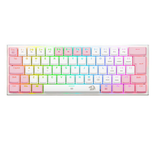TECLADO GAMER REDRAGON ANIVIA BRANCO COM ROSA RGB SWITCH  AZUL ABNT2 - K614