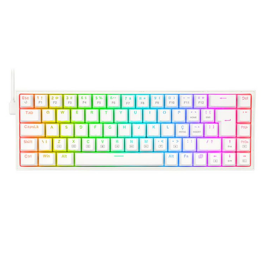 TECLADO GAMER REDRAGON CASTOR RGB BRANCO SWITCH MARROM K631