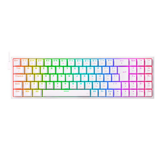 TECLADO GAMER REDAGON POLLUX RGB BRANCO SWITCH MARROM K628