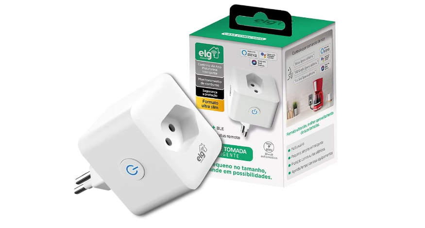 PLUG DE TOMADA INTELIGENTE BIVOLT COM WIFI E BLUETOOTH BRANCA ELG