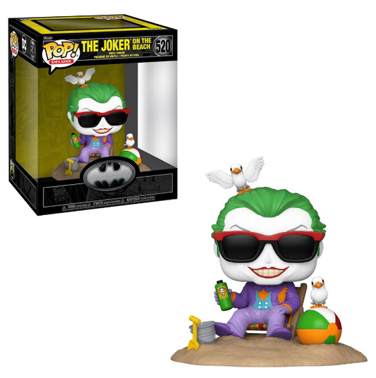 BONECO FUNKO POP CORINGA NA PRAIA DELUXE  520 - BATMAN 85 ANOS - DC COMICS